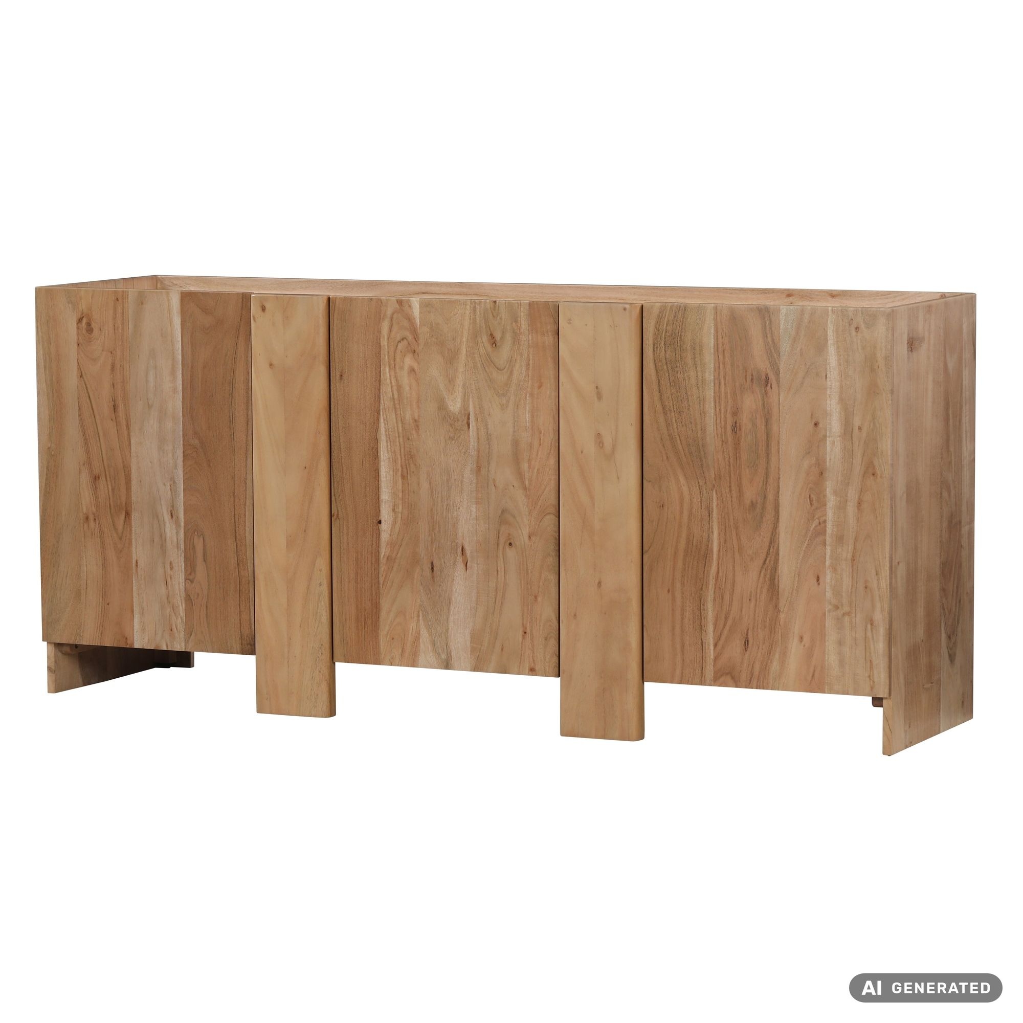 Dressoir Acacia Massief Hout 165cm - Dressoir met 3 Deuren - Commode Modern Design - Kast Houten Com