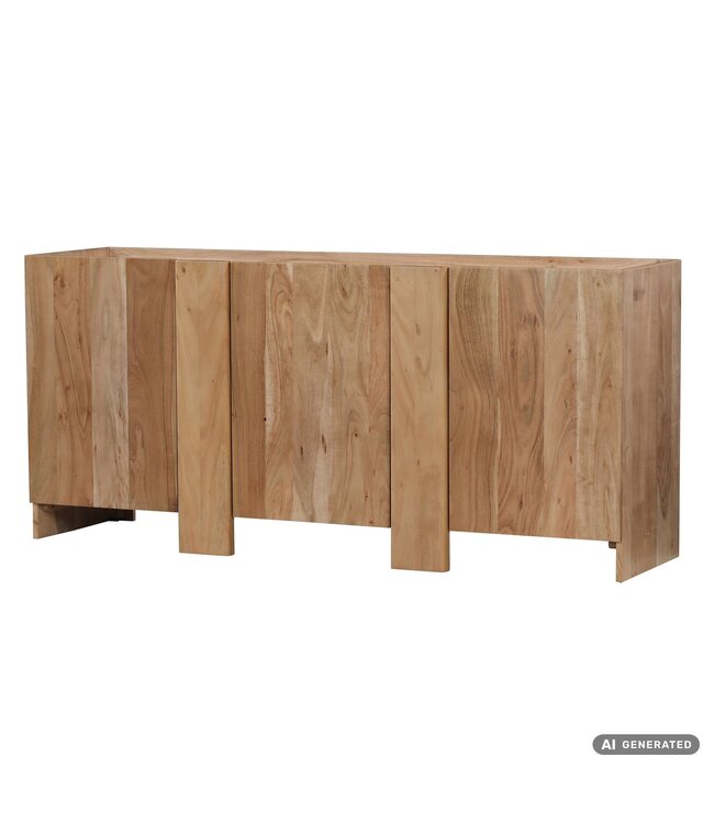 Wohnling Dressoir Acacia Massief Hout 165cm - Dressoir met 3 Deuren - Commode Modern Design - Kast Houten Commode Handgemaakt