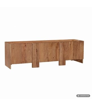 Wohnling Sideboard Acacia Massief Hout 165cm - Laag Dressoir met 3 Deuren - Commode Modern Design - Kast Houten Commode Handgemaakt