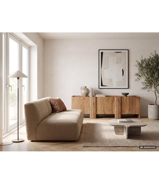 Wohnling Sideboard Acacia Massief Hout 165cm - Laag Dressoir met 3 Deuren - Commode Modern Design - Kast Houten Commode Handgemaakt