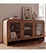 Wohnling Dressoir Mango Massief Hout 160cm - Dressoir met 3 Glazen Deuren - Commode Modern Design - Kast Houten Commode Handgemaakt