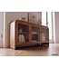 Wohnling Dressoir Mango Massief Hout 160cm - Dressoir met 3 Glazen Deuren - Commode Modern Design - Kast Houten Commode Handgemaakt