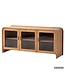 Wohnling Dressoir Mango Massief Hout 160cm - Dressoir met 3 Glazen Deuren - Commode Modern Design - Kast Houten Commode Handgemaakt