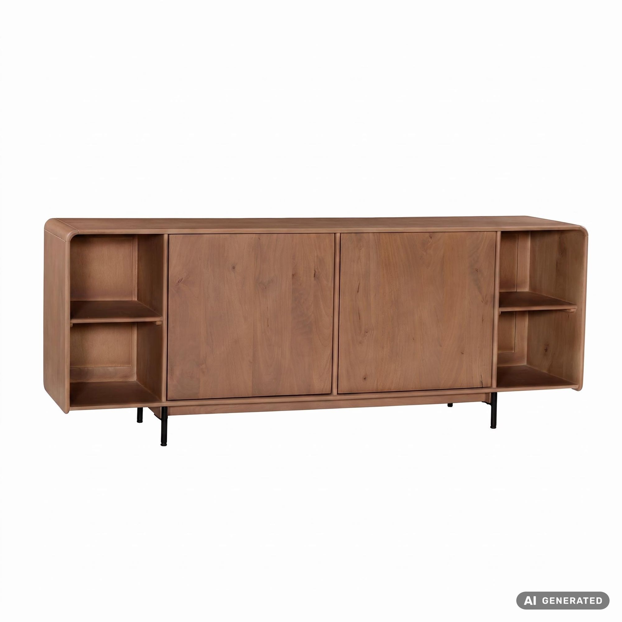 Sideboard Mango Massiefhout 180cm - Dressoir met 2 deuren en rek - Commode modern design - Kast Hout