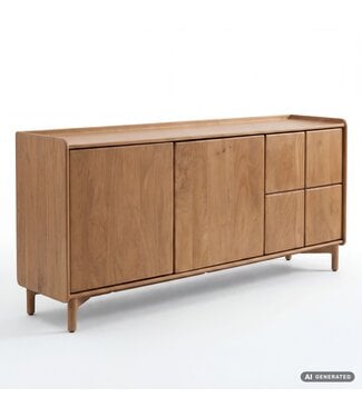 Wohnling Sideboard Mango Massiefhout 160cm - Dressoir met 3 deuren - Commode modern design - Kast Houten commode Handgemaakt