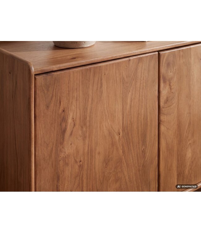 Wohnling Sideboard Mango Massiefhout 160cm - Dressoir met 3 deuren - Commode modern design - Kast Houten commode Handgemaakt