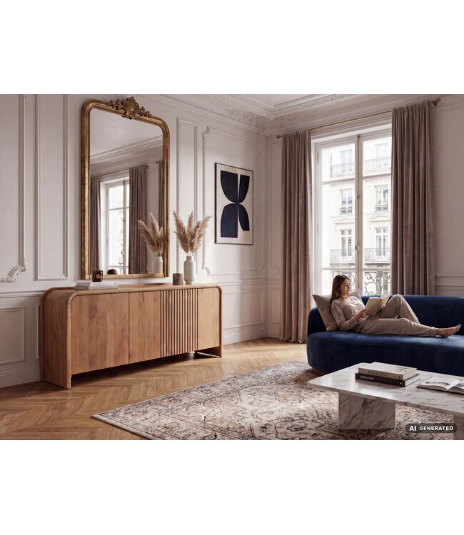 Wohnling Sideboard Massief Mangohout 160cm - Dressoir met 3 Deuren - Moderne Design Commode - Houten Kast Handgemaakt
