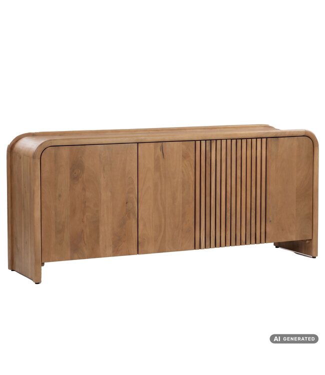 Wohnling Sideboard Massief Mangohout 160cm - Dressoir met 3 Deuren - Moderne Design Commode - Houten Kast Handgemaakt