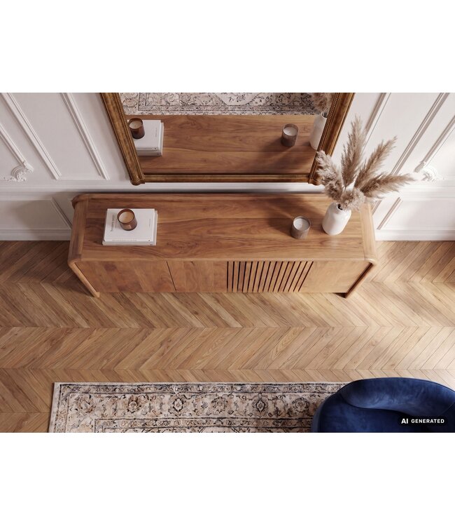 Wohnling Sideboard Massief Mangohout 160cm - Dressoir met 3 Deuren - Moderne Design Commode - Houten Kast Handgemaakt