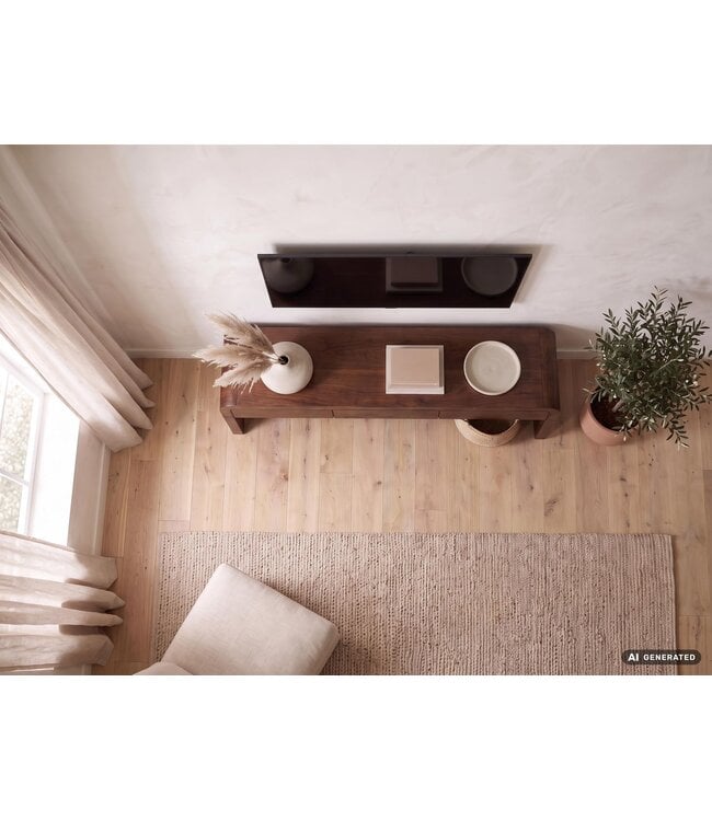 Wohnling Lowboard 160cm TV-meubel Mango Massiefhout Rechthoekig met 3 Lades - Design TV-kast - Moderne TV-tafel TV-meubel - TV-dressoir Handgemaakt