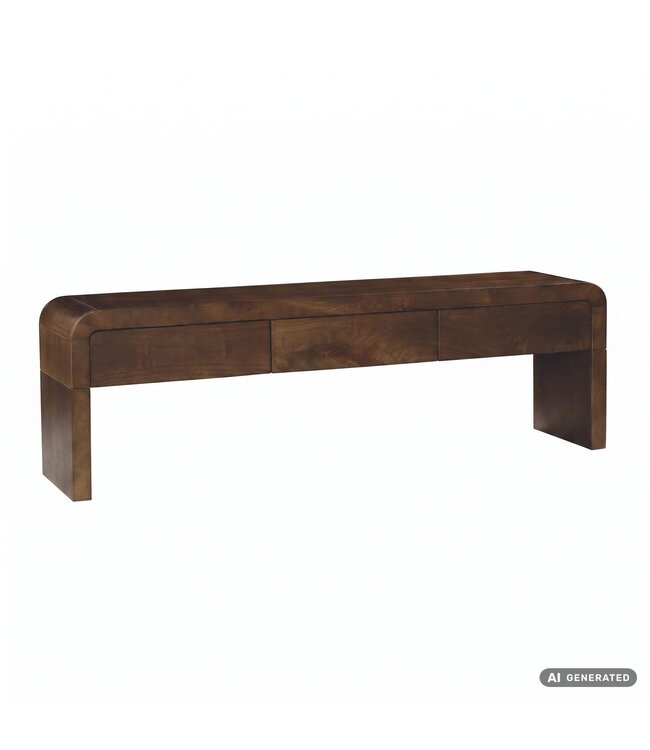 Wohnling Lowboard 160cm TV-meubel Mango Massiefhout Rechthoekig met 3 Lades - Design TV-kast - Moderne TV-tafel TV-meubel - TV-dressoir Handgemaakt