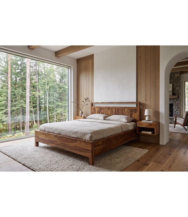 Invicta Interior Bed MAKASSAR 180x200cm sheesham hout bruin boomstam - 19646