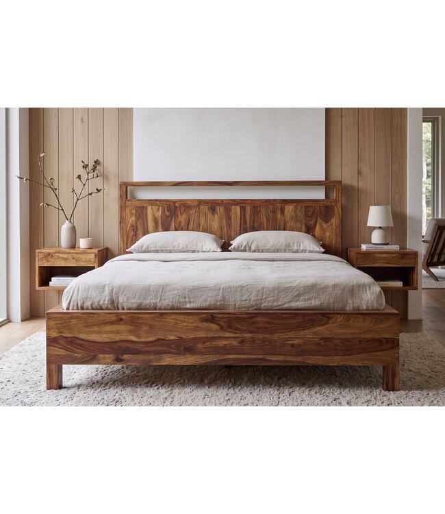 Invicta Interior Bed MAKASSAR 180x200cm sheesham hout bruin boomstam - 19646