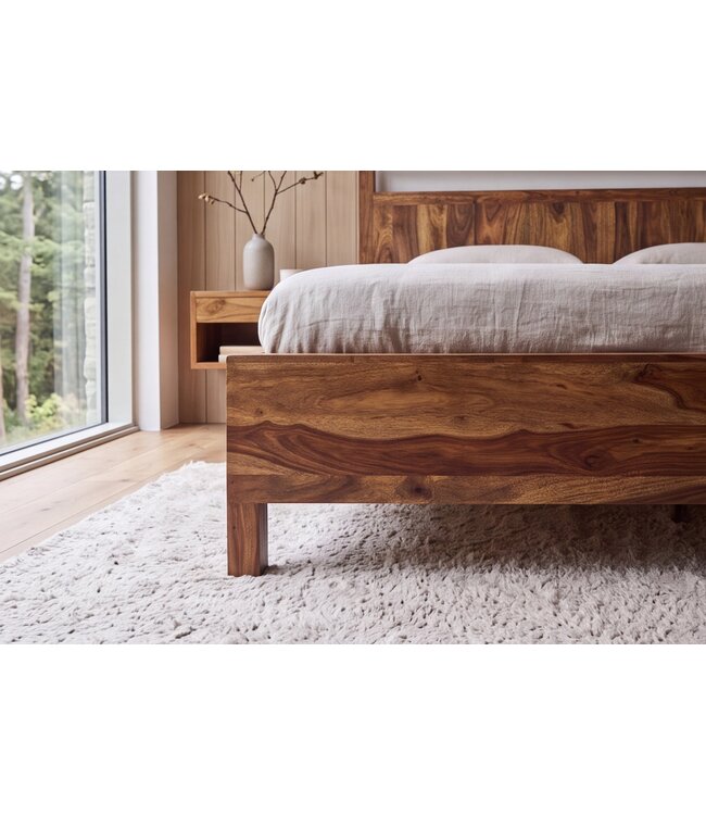 Invicta Interior Bed MAKASSAR 180x200cm sheesham hout bruin boomstam - 19646