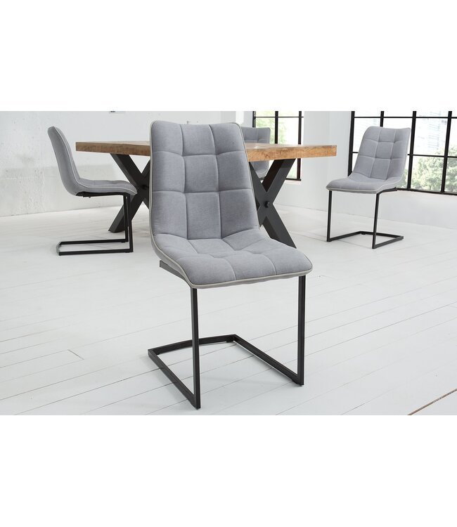 Invicta Interior Vrijdragende stoel MIAMI plat geweven stof vintage lichtgrijs - 38500