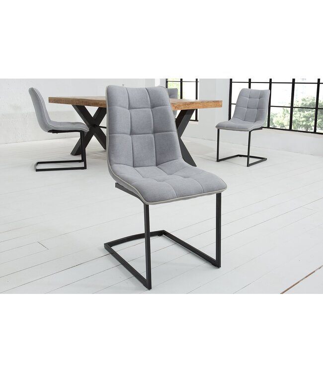 Invicta Interior Vrijdragende stoel MIAMI plat geweven stof vintage lichtgrijs - 38500