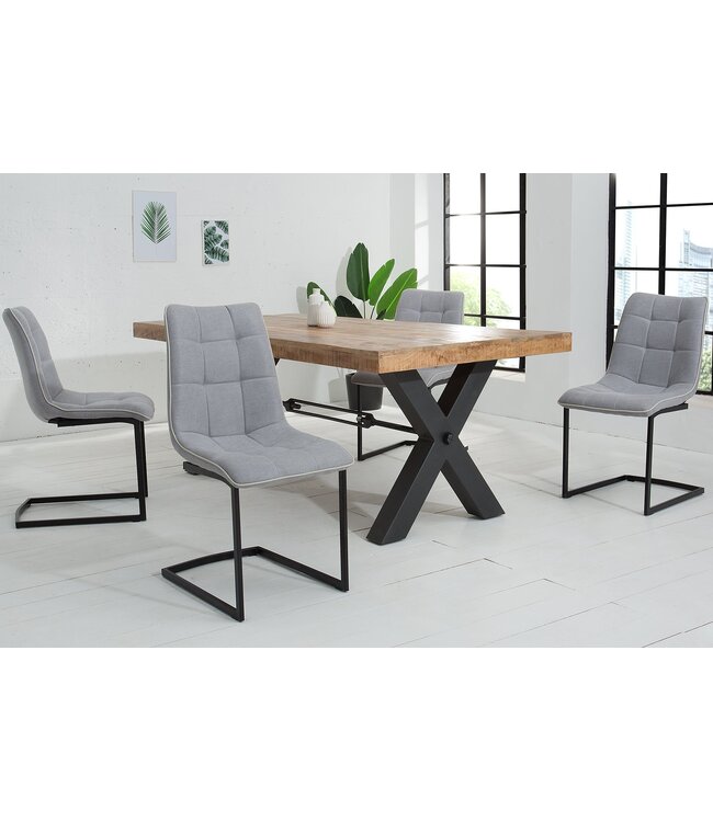 Invicta Interior Vrijdragende stoel MIAMI plat geweven stof vintage lichtgrijs - 38500
