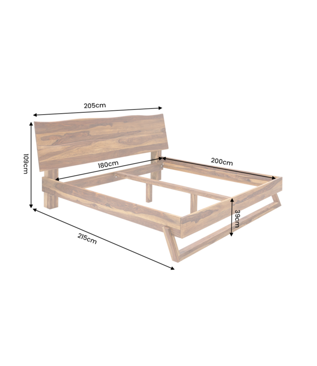 Invicta Interior Bed AMAZONAS 180x200cm boomstam sheesham hout bruin - 40710