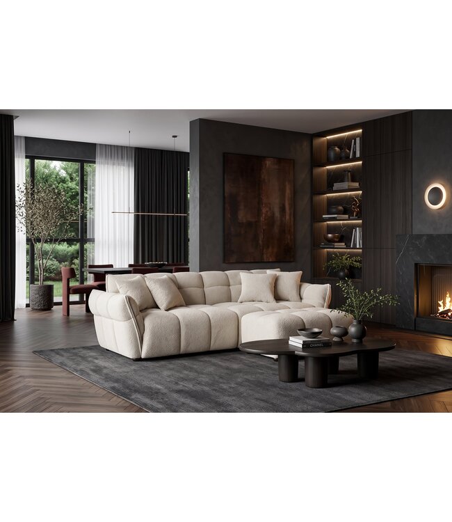 Invicta Interior Grote 3-zits XXL bank CLOUD 260cm boucléstof champagne greige - 44072