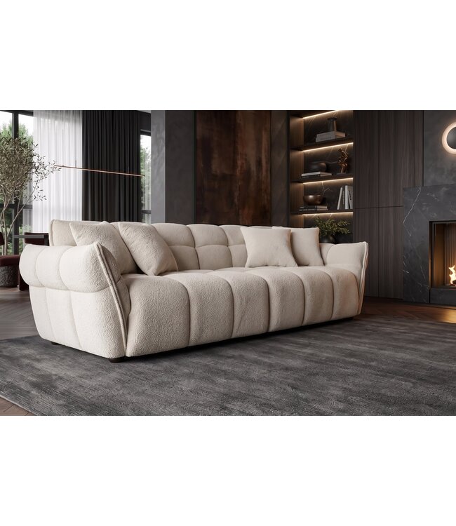 Invicta Interior Grote 3-zits XXL bank CLOUD 260cm boucléstof champagne greige - 44072