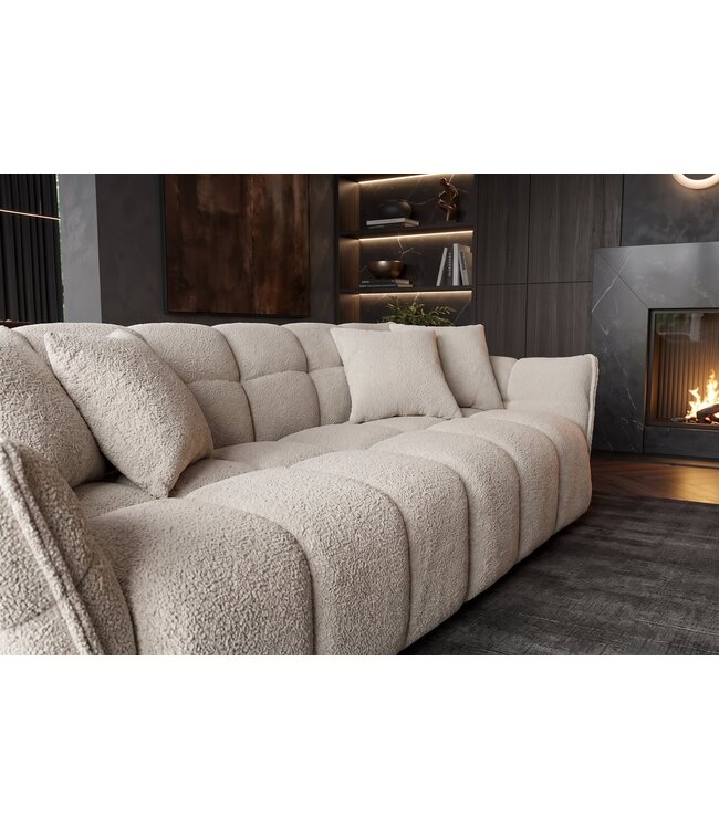 Invicta Interior Grote 3-zits XXL bank CLOUD 260cm boucléstof champagne greige - 44072