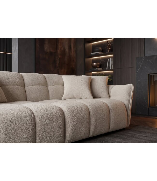 Invicta Interior Grote 3-zits XXL bank CLOUD 260cm boucléstof champagne greige - 44072