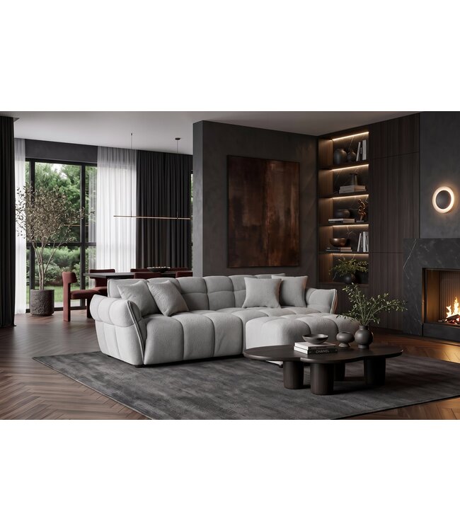 Invicta Interior Loungebank CLOUD 260cm 3-zitter XXL bouclégrijs - 44073
