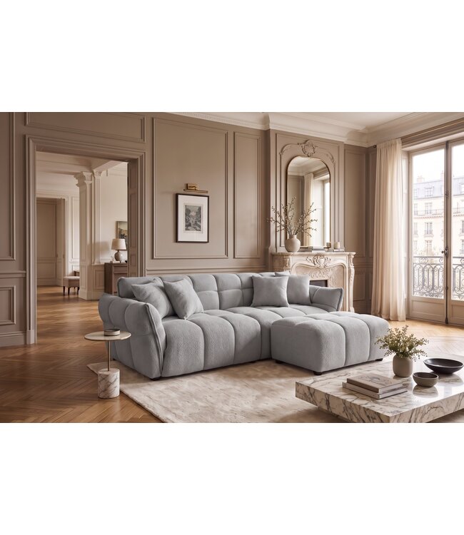 Invicta Interior Loungebank CLOUD 260cm 3-zitter XXL bouclégrijs - 44073