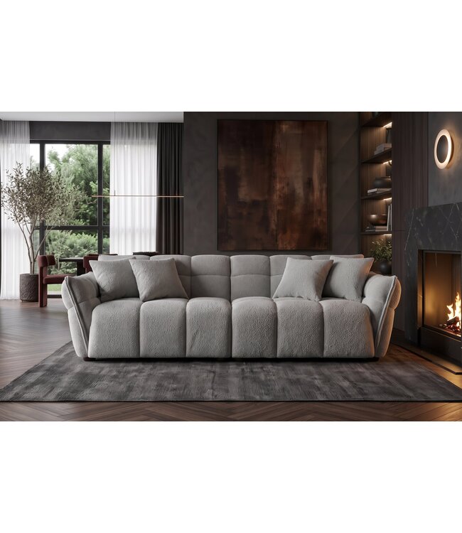 Invicta Interior Loungebank CLOUD 260cm 3-zitter XXL bouclégrijs - 44073