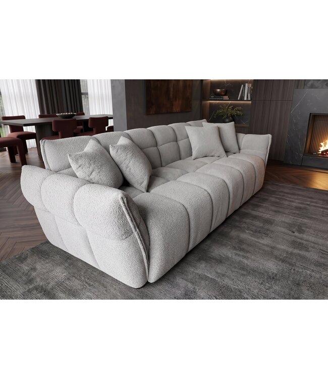 Invicta Interior Loungebank CLOUD 260cm 3-zitter XXL bouclégrijs - 44073