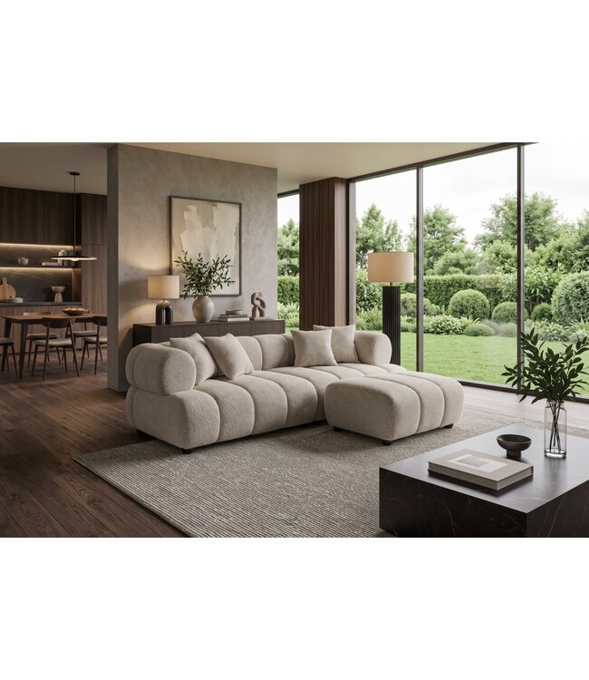 Invicta Interior Sofa ADLON 255cm 3-zits XXL bouclé champagne greige - 44074