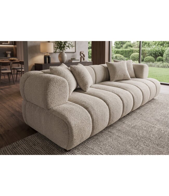 Invicta Interior Sofa ADLON 255cm 3-zits XXL bouclé champagne greige - 44074