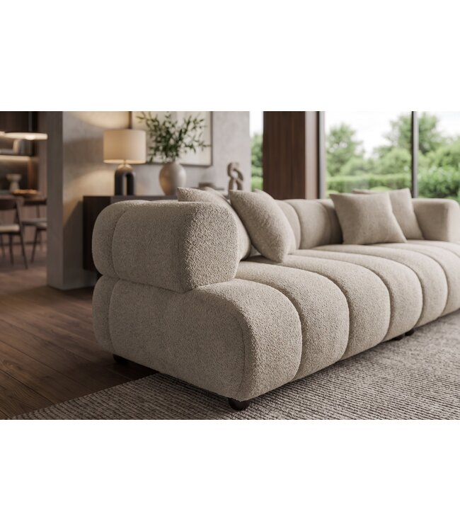Invicta Interior Sofa ADLON 255cm 3-zits XXL bouclé champagne greige - 44074