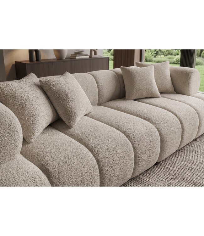 Invicta Interior Sofa ADLON 255cm 3-zits XXL bouclé champagne greige - 44074