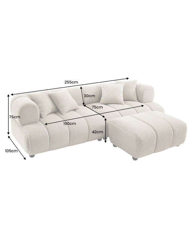 Invicta Interior Sofa ADLON 255cm 3-zits XXL bouclé champagne greige - 44074