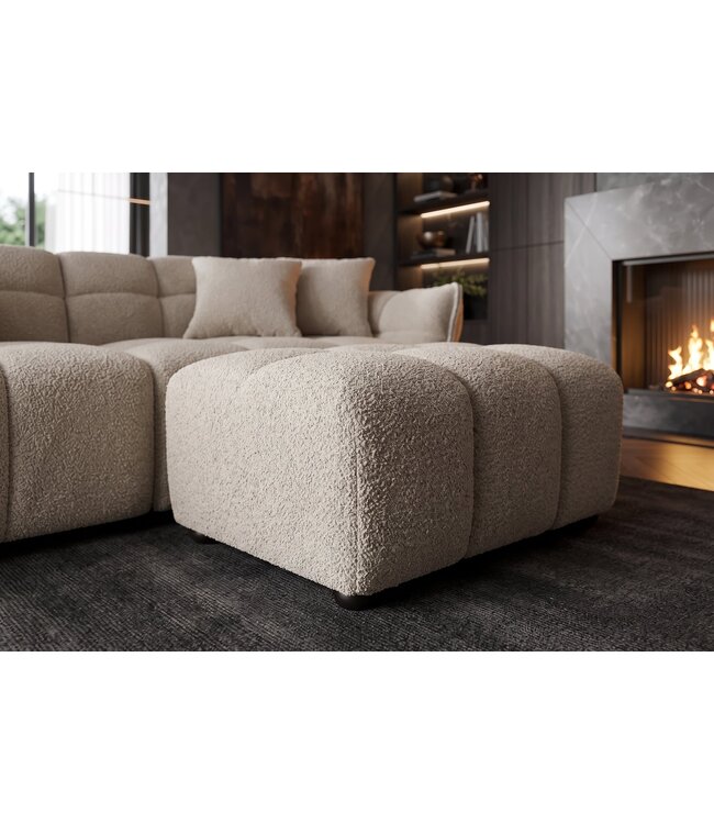 Invicta Interior Kruk CLOUD 100cm bouclé champagne greige - 44174