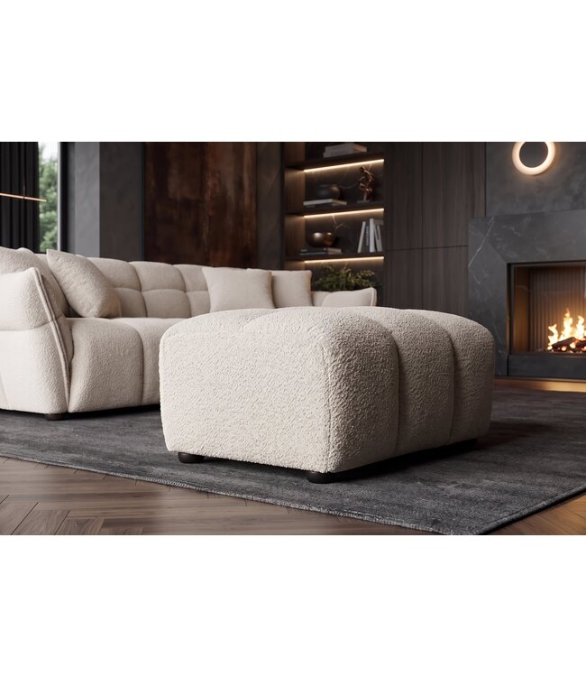 Invicta Interior Kruk CLOUD 100cm bouclé champagne greige - 44174