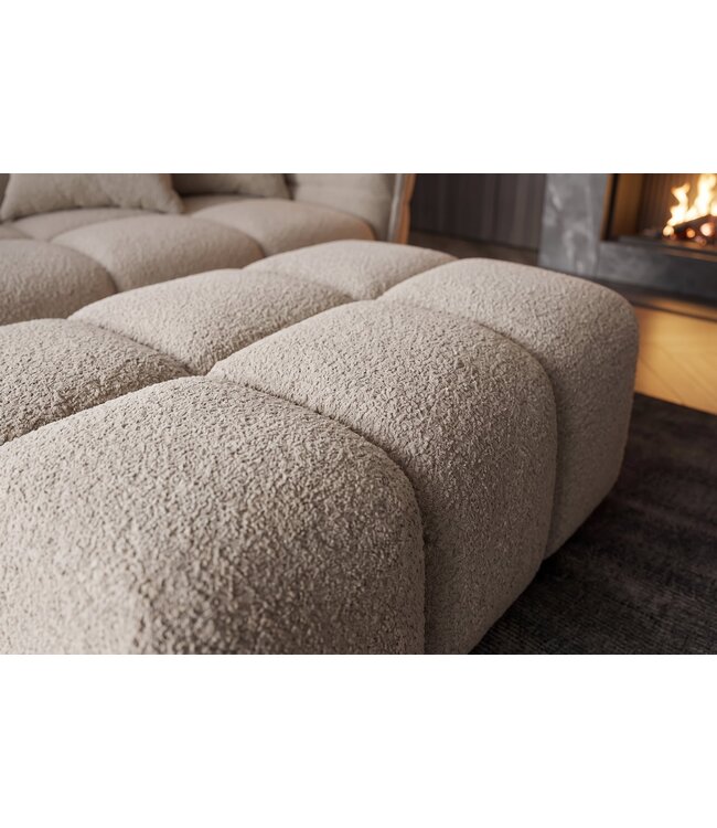 Invicta Interior Kruk CLOUD 100cm bouclé champagne greige - 44174
