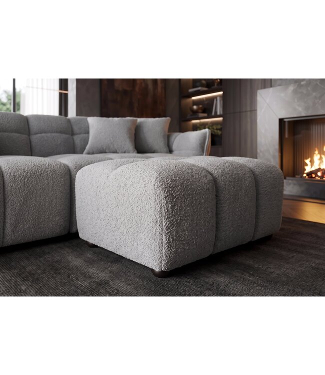 Invicta Interior Kruk CLOUD 100cm bouclé grijs - 44175