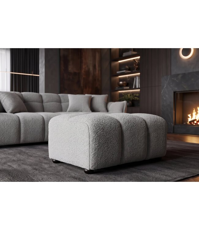 Invicta Interior Kruk CLOUD 100cm bouclé grijs - 44175