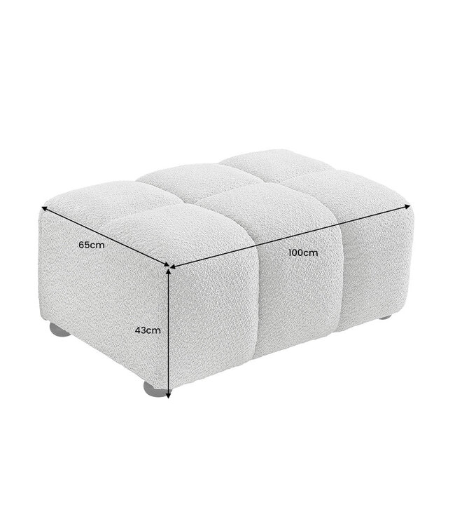 Invicta Interior Kruk CLOUD 100cm bouclé grijs - 44175