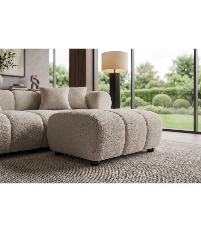 Invicta Interior Kruk ADLON 100cm bouclé champagne greige - 44176