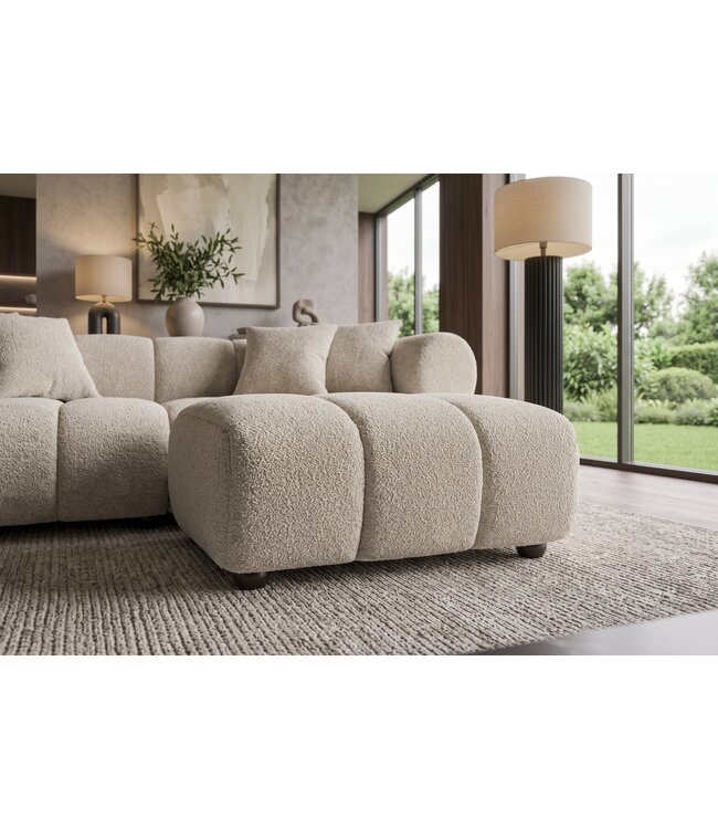 Invicta Interior Kruk ADLON 100cm bouclé champagne greige - 44176