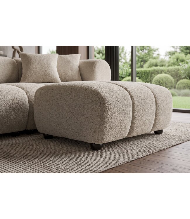 Invicta Interior Kruk ADLON 100cm bouclé champagne greige - 44176