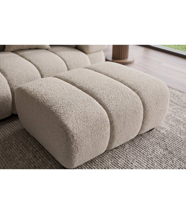 Invicta Interior Kruk ADLON 100cm bouclé champagne greige - 44176