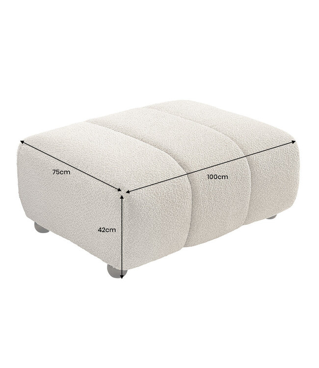 Invicta Interior Kruk ADLON 100cm bouclé champagne greige - 44176