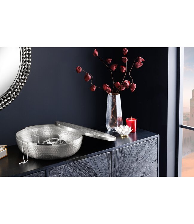 Invicta Interior Schaal ORIENT met deksel 40cm aluminium zilver - 44474