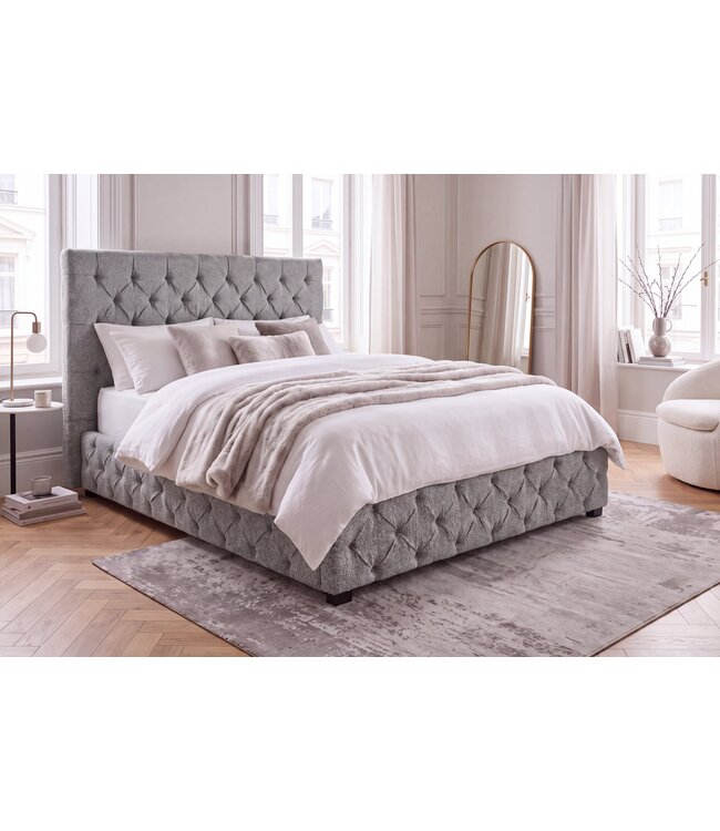 Invicta Interior Bed PARIS CHESTERFIELD 180x200cm bouclé grijs - 44575