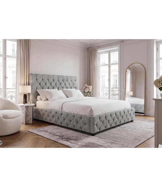 Invicta Interior Bed PARIS CHESTERFIELD 180x200cm bouclé grijs - 44575