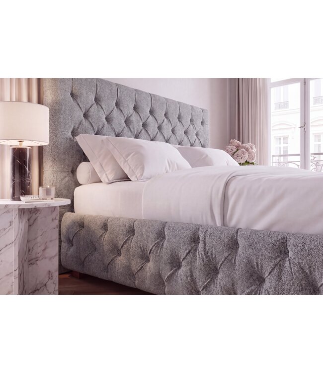 Invicta Interior Bed PARIS CHESTERFIELD 180x200cm bouclé grijs - 44575